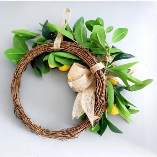 Lemon Wreath Rattan Frame Garland Spring Holiday Easter Party Decor 16inch