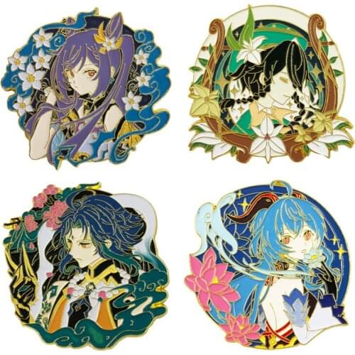 LXJERY Cartoon Genshin Impact Pin Badge On Backpack Funny Brooch Pins For Clothes Broche For Women Girl Schoolbag