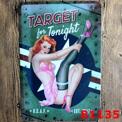 Metal Tin Sign SEXY TARGET Girl Decor Bar Pub Home Vintage Retro Poster Cafe 20x30CM