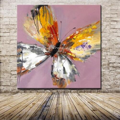 Mintura Art Handpainted Modern Abstract Butterfly Animal Oil Painting On Canvas Modern Abstracr Wall Picture For Home Decoration