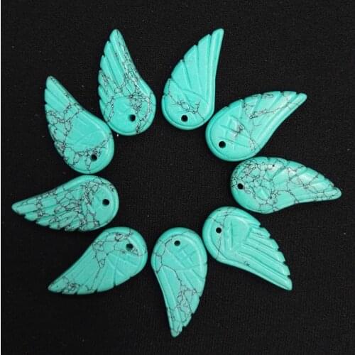 Fashion Turquoises wing Angel carving charms jewelry Necklace pendants for jewelry making 12pcs/lot free shipping wholesale