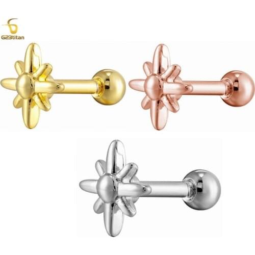 Trendy 1 Pc Cartilage Earring Earlobe Daith Pircing Stainless Steel Stud Earrings Punk Tragus Ear Piercing Body Jewelry