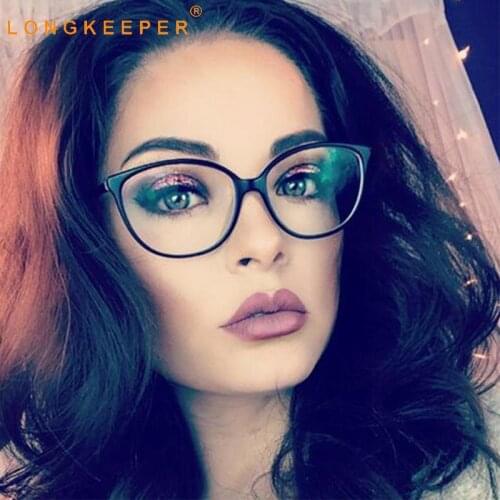 Fashion Women Cat Eye Eyeglasses Luxury Brand Ladies Black Clear Lens Optical Glasses Transparent Spectacle Frame Oculos De Grau