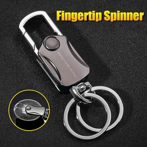 Multi-Function Key Chain Creative Car Keyring Ring Personalized Chain Pendant Rotating Gyro Mobile Phone Bracket Engraved Custom