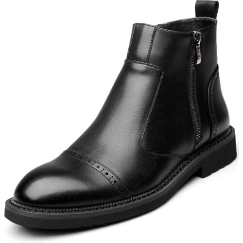 Genuine Leather Men Waterproof Boots Men Casual Shoes Fashion Ankle Boots High Men Boots Lace-Up Round Toe high quality