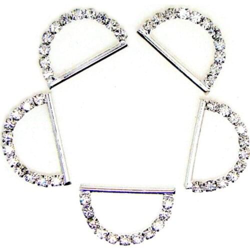 New 15mm Bar Silver Rhinestone D Ring Bags Garments Wedding Gift Ribbon Fabrics Connect Ornament Buckle Accessories 60pcs x