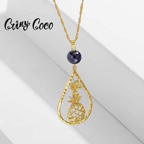 2020 New Hawaiian Fashion Necklaces for Women Long Ring Pearl Chain on the Neck Pineapple and Flower Hot Fancy Jewellry Fruit