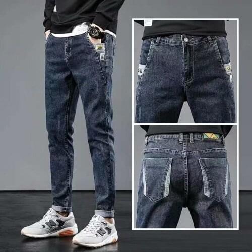Spring and autumn 2021 new fashion brand jeans mens self-cultivation small feet stretch pants Korean casual new mens trousers