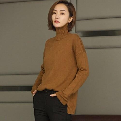 Autumn Winter Turtleneck Cashmere Sweater Women Pullover Loose Sweater Womens 2020 Korean Lazy Wind Knitted Bottoming Shirt Q50