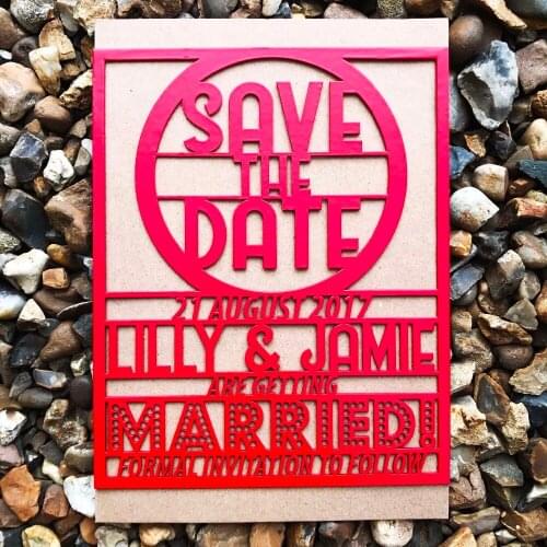 Personalised Red Laser cut acrylic Save the Date,wedding invitation