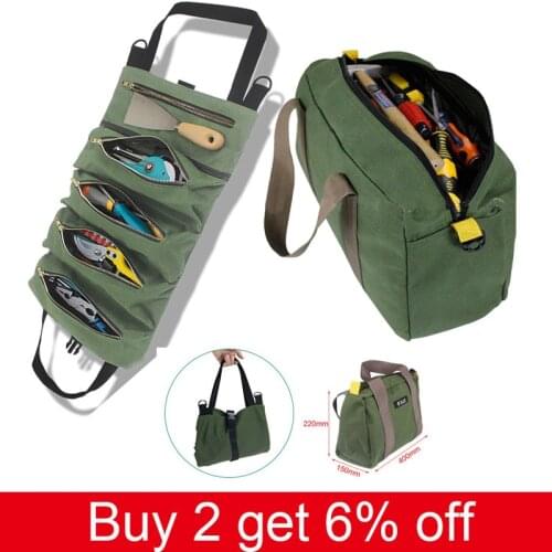 20Inch Large Capacity Oxford cloth Electrician Bag Wrench Roll Pouch Hanging Tool Zipper Carrier Tote Multi-function Tool Bag