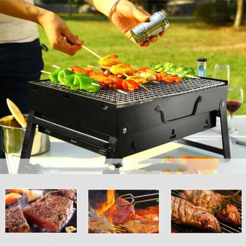 2019 BBQ Stove Portable BLACK Small Barbecue Stove Charcoal BBQ Grill Patio Camping Picnic Burner Foldable BBQ Grills