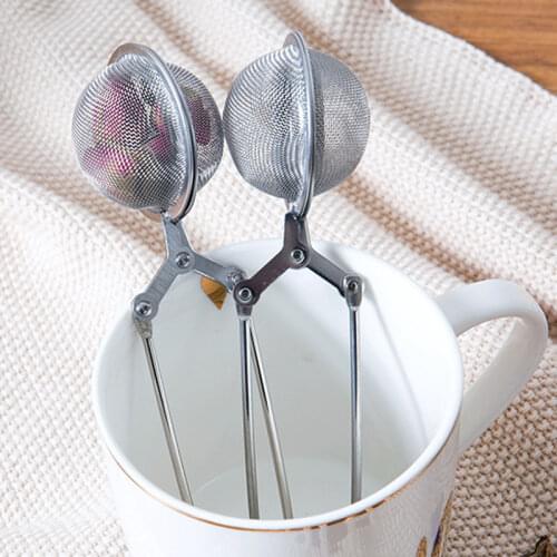 1pc Mesh Tea Infuser Filter Stainless Steel Tea Strainer Sphere Shape Tea Ball Filter With Handle Portable Brew Tea Accessories