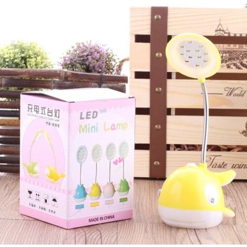 US Plug Rechargeable Cartoon Whale Doll Night Light Illuminated Table Light Learning Eye Protection Reading Desk Lamp