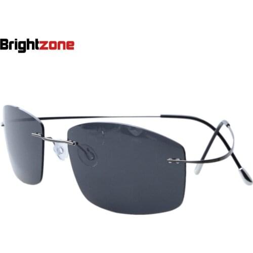 Ultra-light Non-screw Non-hinge Rimless Titanium Frame Gray Green Brown Polarized Sunglasses Driving Fishing Travel Sun Shade