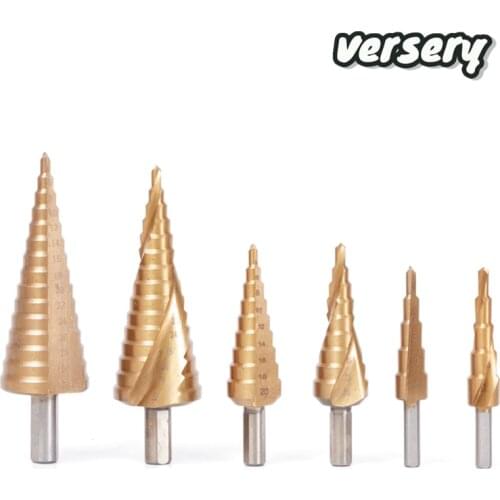 Free shipping 3pcs/set4-32mm Titanium Coated Pagoda Shape Step Drill Bit HSS Triangle Shank Hole Drill Cone Drill Bit Step Drill