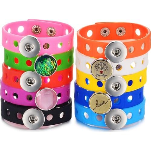 Vocheng Ginger Snap Bracelet Jewelry Candy Color Silicone Bangles fit 18mm Snap Charms Women Child Gift NN-747