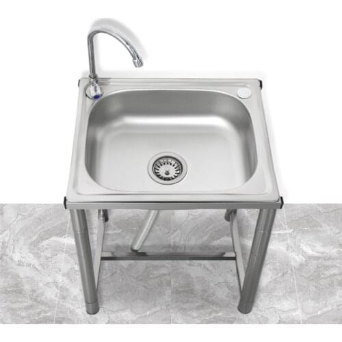 Stainless Steel Sink Table Top Integrated 304 Kitchen Single Trough With Bracket