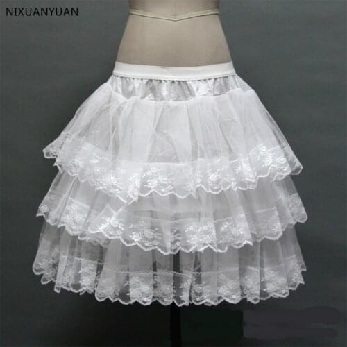 2021 Women Short Wedding Petticoat 3 Layer White Lace Underskirt Bridal Party Accessories