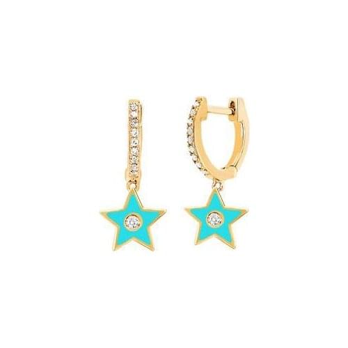 Red blue black white colorful enamel star charm dangle earring classic geometric drop earring for women