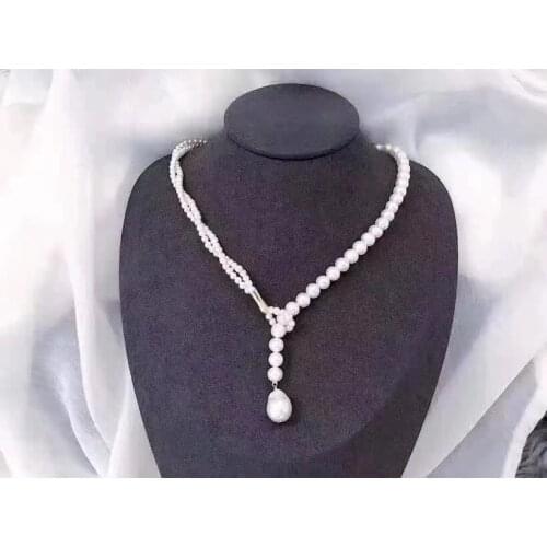 D1207 Pearl Necklace Fine Jewelry Almost Round 3-6mm Nature Fresh Water White Pearls Necklaces for Women Fine Presents