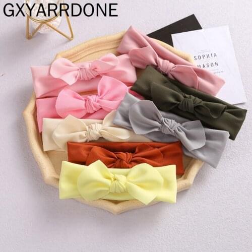 1pcs 2021 Solid Pastel Color Hair Bow Headband Kids Toddler Turban Infant Knotbow Headband Children Girls Head Wear