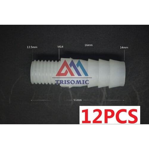 12 pieces 14mm-M14 Straight Connector Plastic pipe Fitting Barbed with thread Material PE Joiner Fitting Aquarium Tank