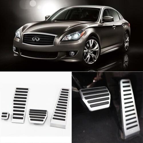 4pcs Aluminium Non Slip Foot Rest Fuel Gas Brake Pedal Cover For Infiniti M Series AT 2008-2012