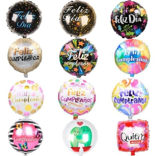 5pcs 18inch Spanish Feliz Cumpleanos Foil Balloons Birthday Party Decorations Kids Helium Balls Baby Shower Party Supplies Globo
