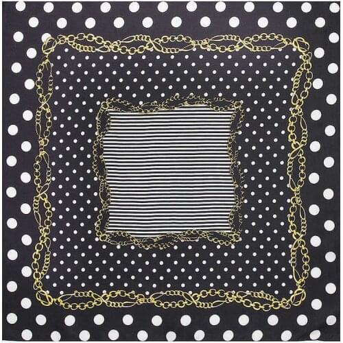 60cm*60cm Dot Chain Small Square Scarves Hijab Luxury Brand Women Twill Silk Scarf 2020 New Fashion Headband Print Scarf