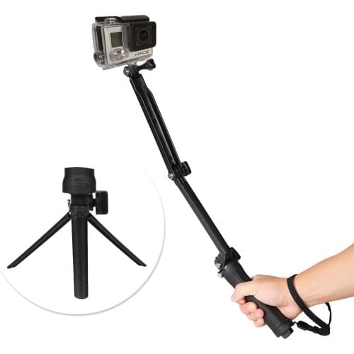 Go pro Accessories 3-Way Hand Grip Tripod Mono-pod Selfie Stick for Gopro 9 8 7 6 5 4 3 SJ4000 SJ7 Yi 4K DJI OSMO AKASO CAMPARK