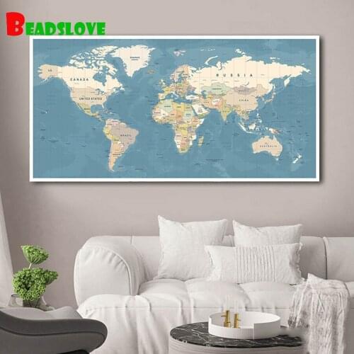 Large Size 5D Diamond Mosaic World Map Diamond Painting Rhinestone DIY Full Square Round Diamond Embroidery Home Decoration Gift