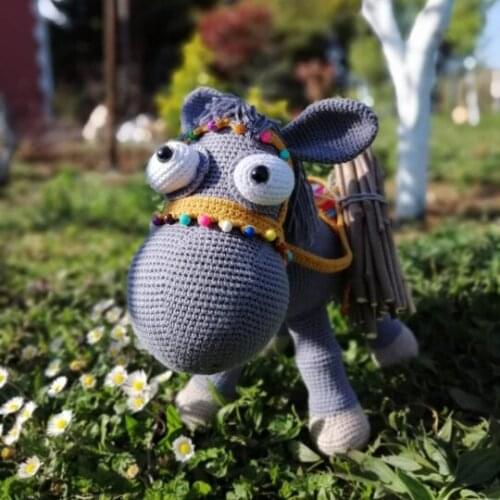 Amigurumi Donkey-Peasant Donkey-Amigurumi Doll Toy-Crochet Stuffed Animals-for Baby-for Decor-Handmade Knitting-Birthday,Baptism
