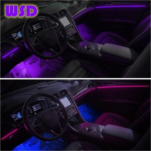 Car atmosphere light suitable for Ford Edge, 64-color LED interior modification, door trim light, colorful atmosphere