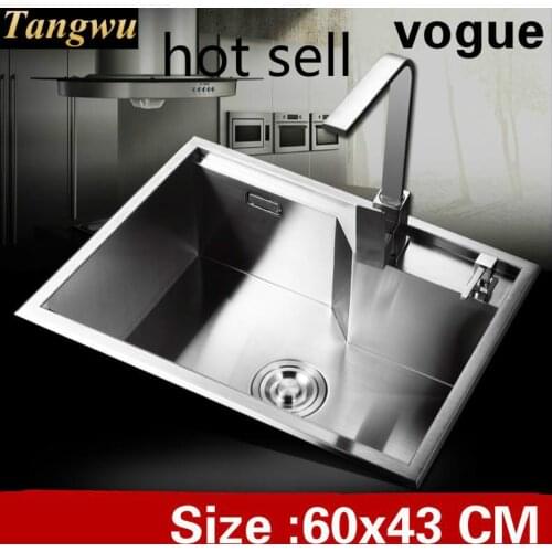 Free shipping Handmade vogue kitchen manual sink single trough vogue 304 stainless steel hot sell 60x43 CM
