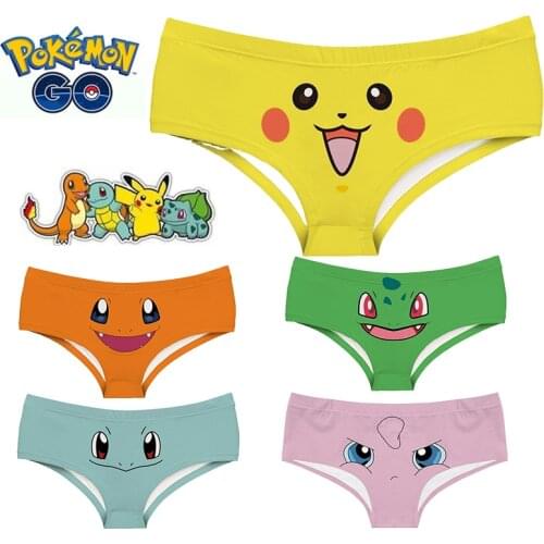 Anime Pokemon Pikachu Panties Printing Seamless Breathable Ladie Underwear Low Waist European American Sexy Briefs Foreign Trade