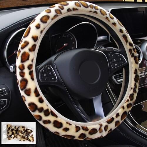 Car Steering Wheel Cover Universal Elastic 37-38cm Interior Accessories Car-styling Steering Covers Soft Warm Plush Winter