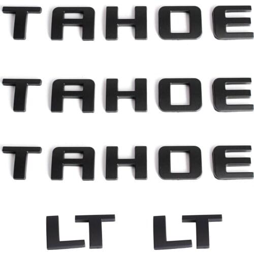1 Set Black/Chrome TAHOE LT Door Fender Emblem Rear Trunk Tailgate Badge Nameplate for Chevrolet