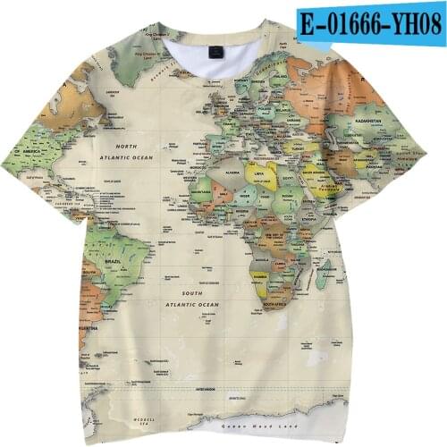 2020 New World Map T Shirt Childrens Funny Fashion T-Shirt Summer High Quality Soft Cotton Kids T-shirt WORLD MAP Print T-shirt