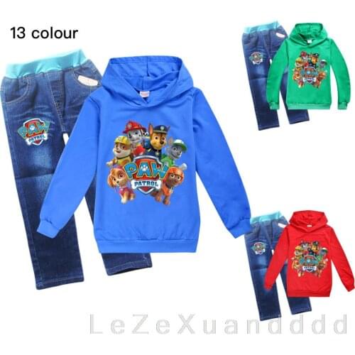 PAW PATROL Girls Thick Set Casual Children Suits Cartoon Long Sleeve T-shirt Tops+Pants Fashion Boy Clothing Kids Sports Sets