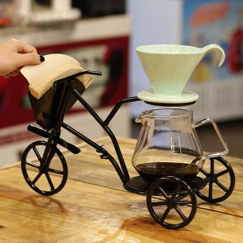 Coffee Filters Coffee Drip Filter Cup Multifunction Bicycle shape Permanent Pour Over Coffee Maker with Separate Stand