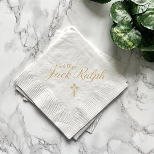 God Bless Personalized Christening / Custom Baptism Napkins