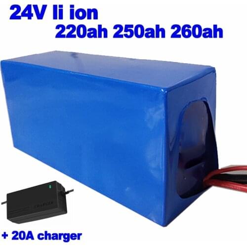 Customized lithium 24v 220ah 250ah 260ah li ion Battery Pack power 80A BMS for photovoltaic power AGV forklift ups + 20A charger