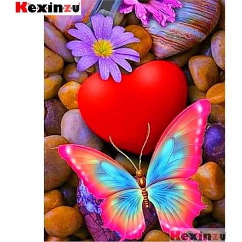 Full Square/Round 5d Diamond Painting-Red Heart Butterfly-3d Embroidery Cross Stitch Mosaic Full Picture Of Rhinestone Decor Y66
