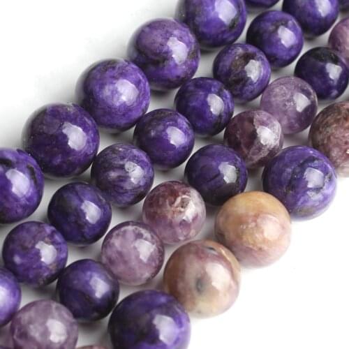 Natural AA Charoite Gemstone Beads Round Purple Gem Beads For Jewelry Making DIY Bracelet Necklace Charms Size 8 10mm 15 inches