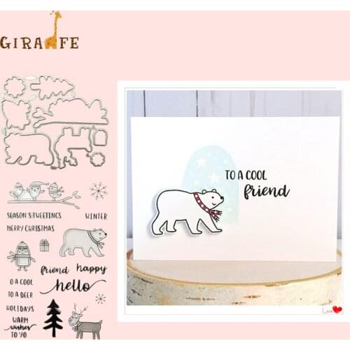Bear deer Metal Cutting Dies and stamps New 2019 Animal bear DIY dies scrapbooking New Arrivals Embossing Stamp and Die Set