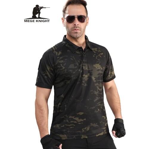 MEGE 2019 Men Summer Polo Shirt Casual Men Military Camouflage Short Tactical Oversize Shirt musculation polos para hombre