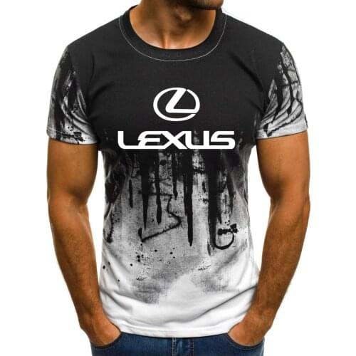 Mens Short Sleeve Lexus Car Logo Mens T-shirt Summer casual Cotton Gradient T shirts Fashion Hip Hop Harajuku Male Brand Tee