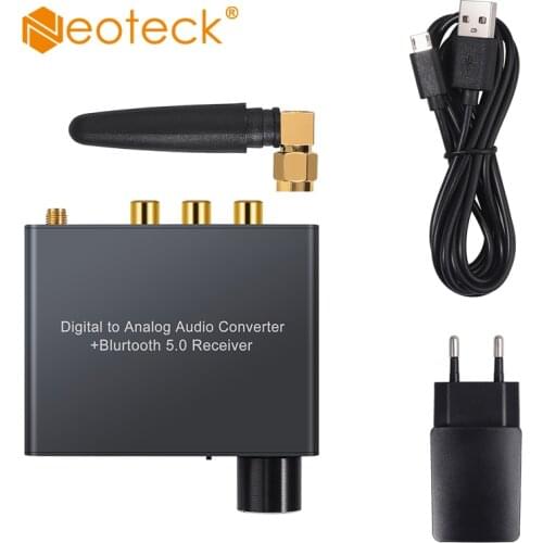 Neoteck Bluetooth DAC Digital to Analog Audio Converter with Headphone Amplifier Volume Control Gain Switch Support APTX For DVD