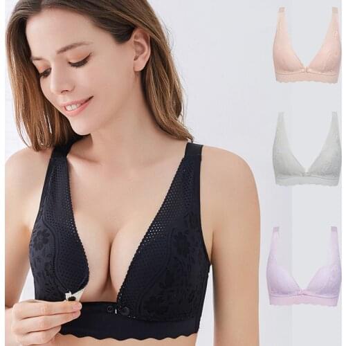 Maternity Pregnant Women Open Buckle Without Steel Ring Underwear Breastfeeding Confinement Bras Gather Sexy Breast Smock Cotton